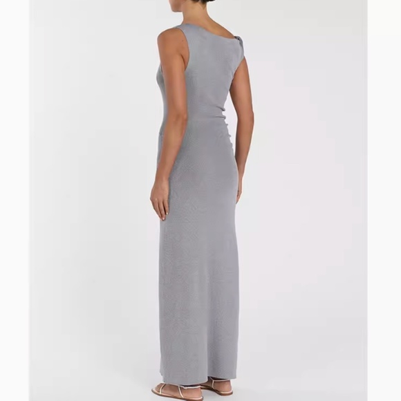 NEW DISSH Poppy Bitter Choc Asym Midi Dress - Silver Gray - Picture 3 of 8